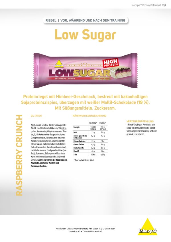 Produktbild X-TREME Low Sugar-Riegel Himbeer-Crunch, 24 x 65 g
